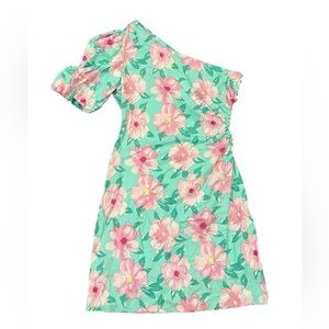 Gianni Bini Floral One-Shoulder Dress - Pink and Green